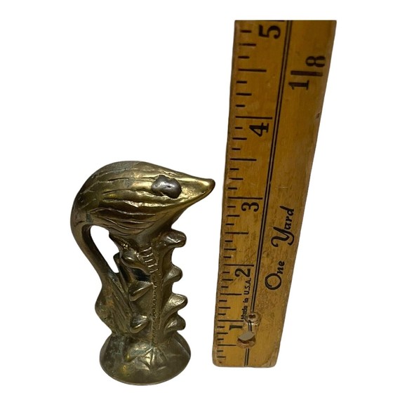 Flamingo Statue Mini Bird Figurine Antique Copper Desk Ornament Home Decorations - Picture 5 of 5